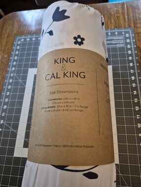 Comforter King & Cal King Floral Microfiber Comforter Set- Plus 2 King Shams